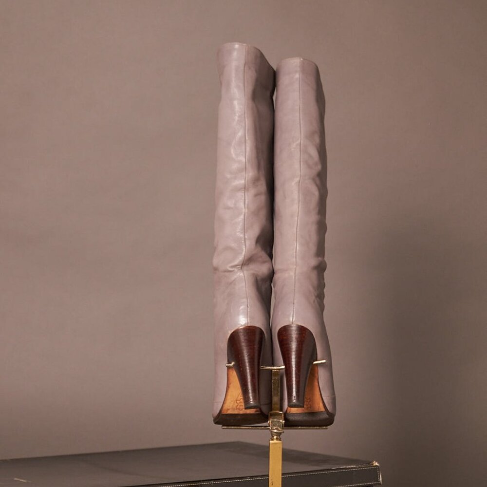 Dolce Vita Knee High Gray Heeled Boots